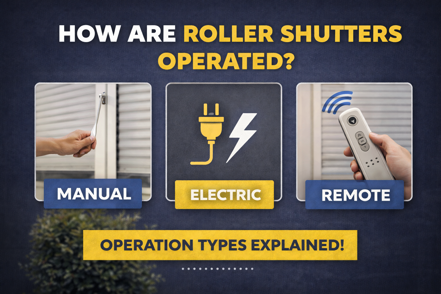 Roller shutter operation types: manual, electric, remote control explained for security