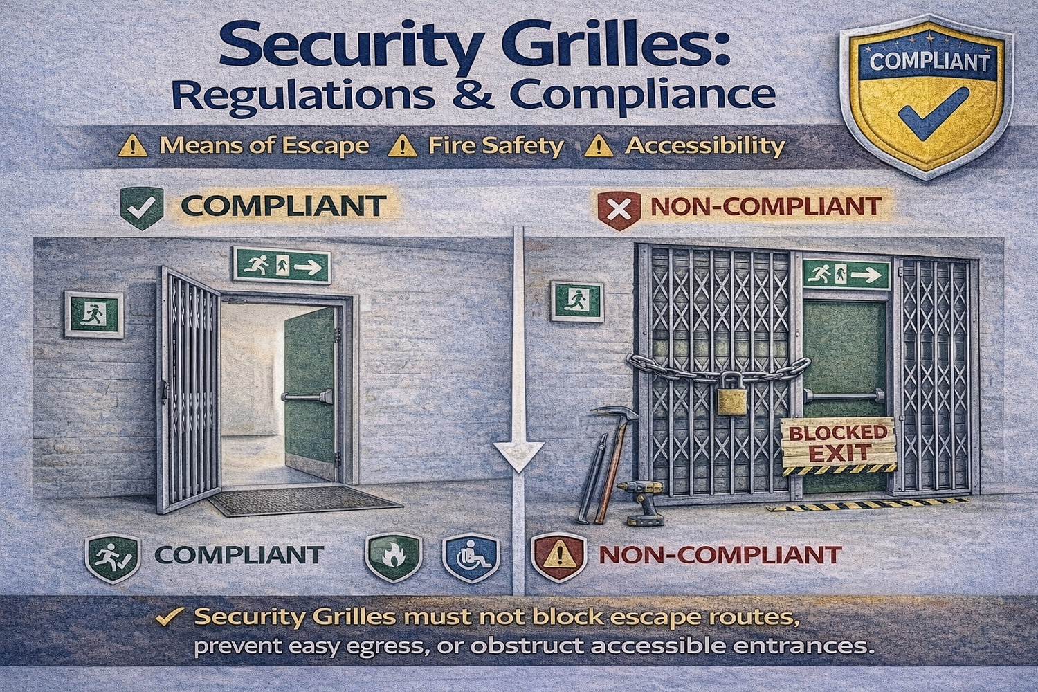 Enhance Building Security & Comply with Part O Regulations Using Our Folding Security Grilles - My Store