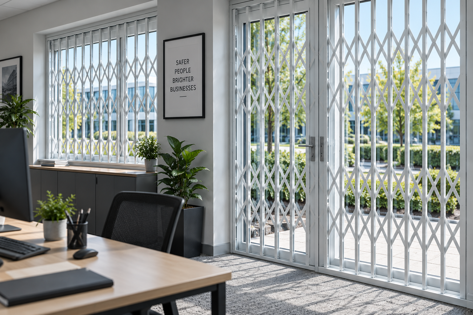 Retractable Security Grilles for an Office Environment