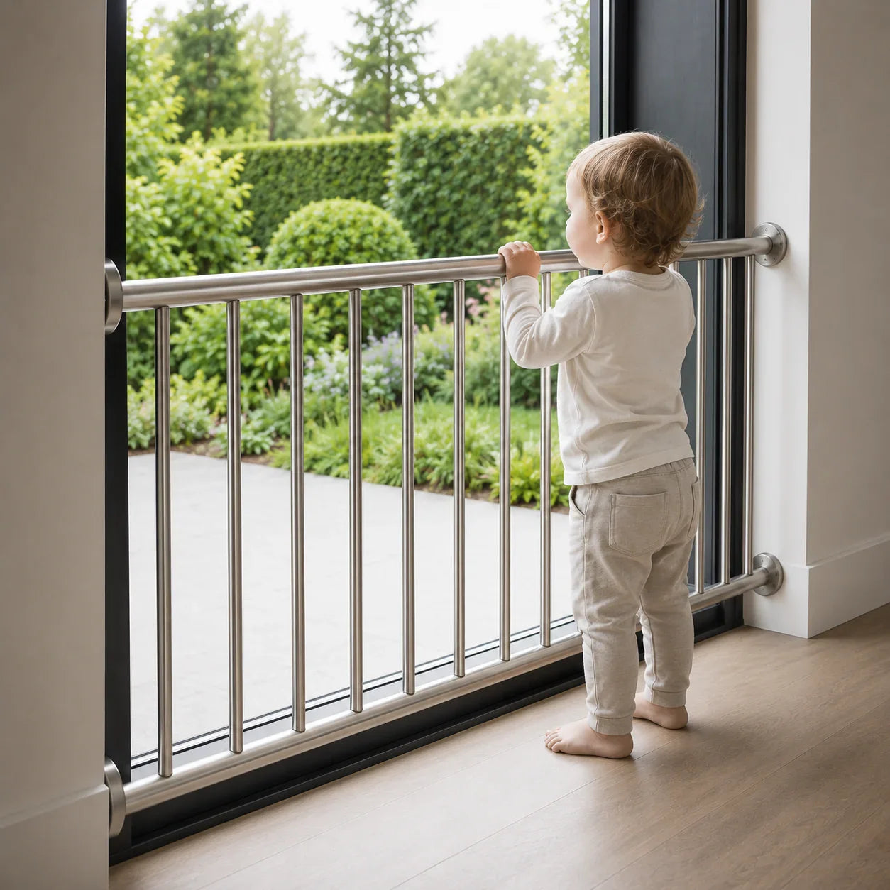 Child-safe stainless steel balcony railing for home security and child protection