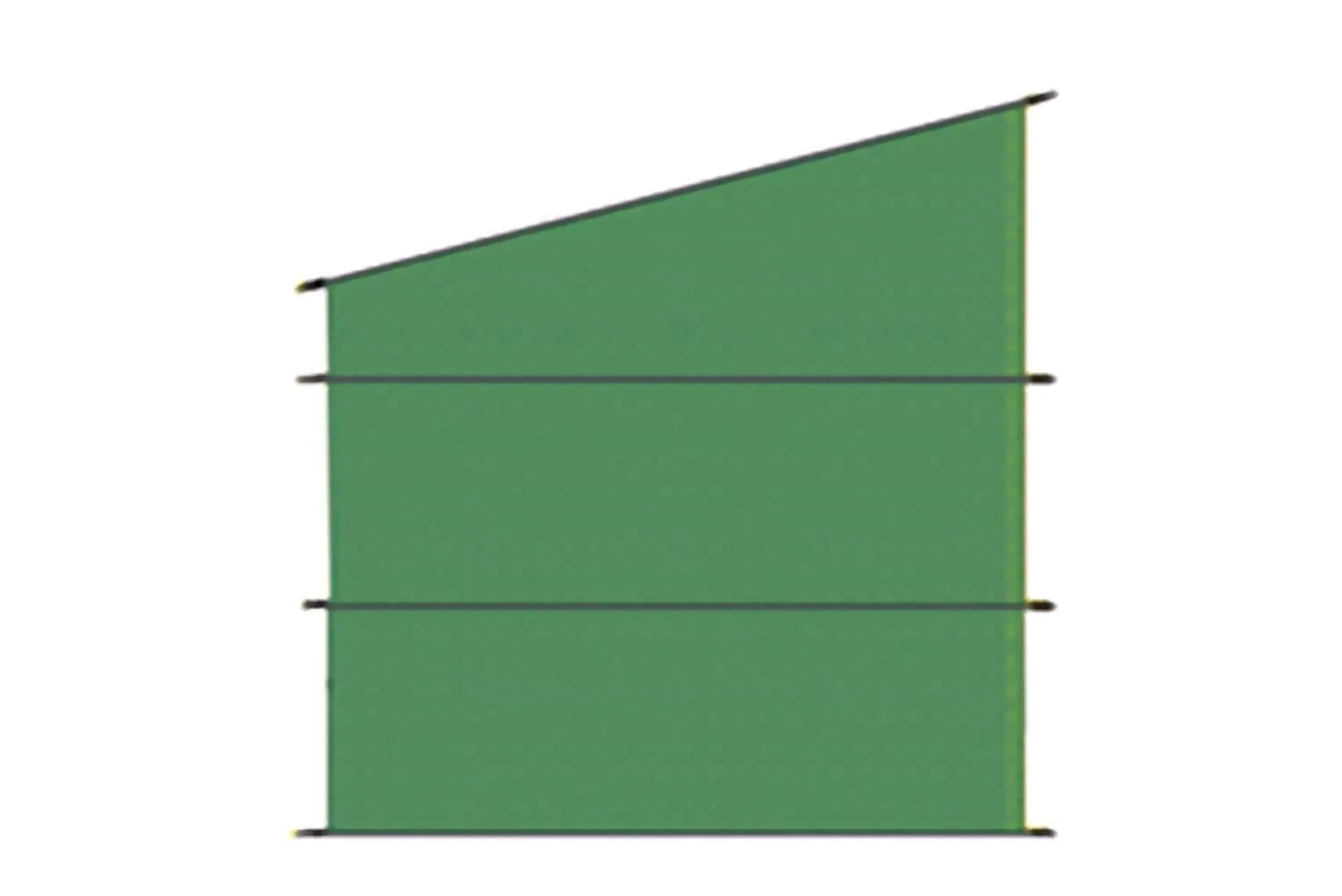 Green custom-shaped roller shutter for angled openings