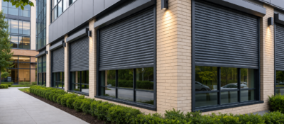 Modern office building corner view