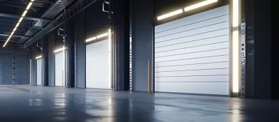 Modern electric roller shutter doors in action